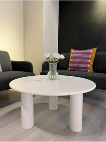 Stewehome Τραπέζι σαλονιού από MDF μοντέρνο στρογγυλό Λευκό 80x80 cm