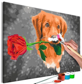 Ζωγραφική με αριθμούς Σκύλος με Τριαντάφυλλο - 60x40