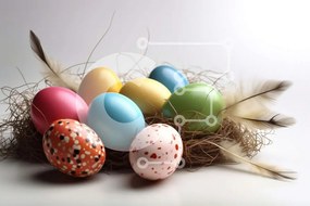 Intra Συλλεκτικό Ξύλινο Παζλ Plywood 4mm - Όμορφη εικόνα με πολύχρωμα αυγά σε μια φωλιά πουλιών Σε Ξύλινο Κουτί - Διαστάσεις: 10x10 cm – 25 κομμάτια