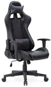 Καρέκλα γραφείου Gaming Alonso Megapap από τεχνόδερμα μαύρο 67x70x125/135 εκ. GP040-0008,1-GP040-0008,1-Μαύρο GP040-0008,1