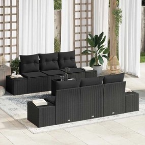vidaXL Σετ Καναπέ Κήπου 7 pcs Μαύρο Πολυ ράταν