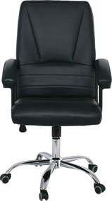BF6350 Πολυθρόνα Διευθυντή Μέταλλο Χρώμιο, PU Μαύρο   1τμχ