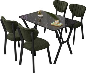 Extendable Dining Table &amp; Chairs Set (5 Pieces) Elma - Green, Black Green
Black
