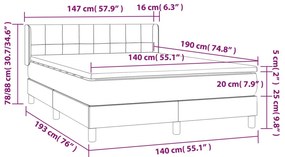 vidaXL Κρεβάτι Boxspring με Στρώμα Σκούρο Καφέ 140x190 εκ. Υφασμάτινο
