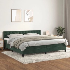 Κρεβάτι Boxspring με Στρώμα Σκούρο Πράσινο 200x200εκ. Βελούδινο