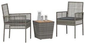 vidaXL Σετ Μπιστρό Κήπου 3 pcs Γκρι Πολυ ράταν