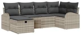 vidaXL Σετ Καναπέ Κήπου με μαξιλάρι 6 pcs Ανοιχτό γκρι Πολυ ράταν