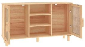 vidaXL Συρταριέρα Καφέ 105x30x60 εκ. Μασίφ Πεύκο &amp; Φυσικό Ρατάν