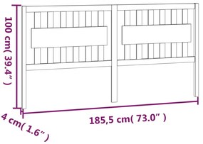 vidaXL Κεφαλάρι Κρεβατιού Γκρι 185,5x4x100 εκ. από Μασίφ Ξύλο Πεύκου