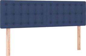 vidaXL Κρεβάτι Boxspring με Στρώμα Μπλε 140x190 εκ. Υφασμάτινο