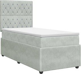 vidaXL Κρεβάτι box spring με στρώμα Ανοιχτό γκρι Μονό Βελούδο
