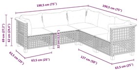 vidaXL Σετ Καναπέ Κήπου 5 τεμ. Μπεζ Συνθετικό Ρατάν με Μαξιλάρι