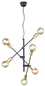 Φωτιστικό Κρεμαστό Trio Lighting Cross 306700632 Μαύρο Ματ με Χρυσό Ματ