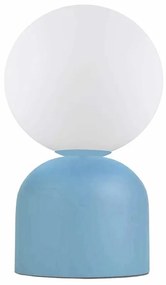 GloboStar® MAGIC 204-0133 Μοντέρνο Eπιτραπέζιο Φωτιστικό Μονόφωτο 1 x E27 IP20 Μπλε Μέταλλο με Λευκό Γυαλί - Μ13 x Π13 x Υ28cm