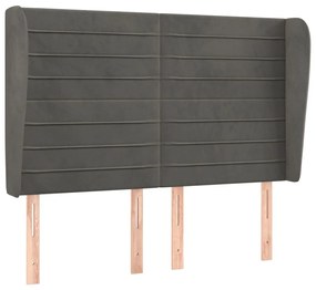 Κεφαλάρι με Πτερύγια Σκούρο Γκρι 147x23x118/128 εκ. Βελούδινο 3118145