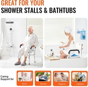 VEVOR 400lbs Shower Chair Bath Bench Arms Back Adjustable Height for Inside Tub