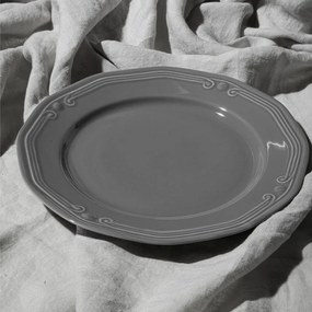 Estia Πιάτο Ρηχό Athénée Πορσελάνινο Ανάγλυφο 27cm Γκρι