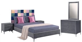 ΣΕΤ ΚΡΕΒΑΤΟΚΑΜΑΡΑΣ 4 ΤΜΧ ΒΕΛΟΥΔΟ ΓΚΡΙ COLOR PATTERN FB911262 9997590