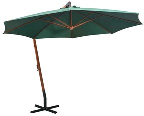 Ομπρέλα Κρεμαστή Πράσινη 350 εκ. με Ξύλινο Ιστό