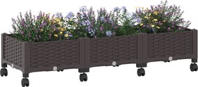 vidaXL Κήπος Γλαστράκι με Ροδάκια Καφέ 120 x 40 x 29 εκ PP