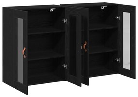 vidaXL Τοίχου Ντουλάπια 2 τεμ Μαύρη Δρυς 69,5x34x90 εκ Συνθετικό Ξύλο