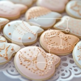 Σετ των 2 Intra Συλλεκτικό Ξύλινο Παζλ Plywood  4mm - Διακοσμημένα μπισκότα σε παστέλ χρώματα Σε Ξύλινο Κουτί - Διαστάσεις: 10x10 cm – 25 κομμάτια