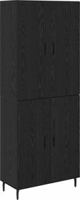 vidaXL Highboard 2 pcs Μαύρη δρυς Σύνθετο Ξύλο και Γυαλί