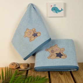 Πετσέτες Βρεφικές Με Κέντημα Star Bear 151 (Σετ 2τμχ) Ciel DimCol Towels Set 70x140cm 100% Βαμβάκι