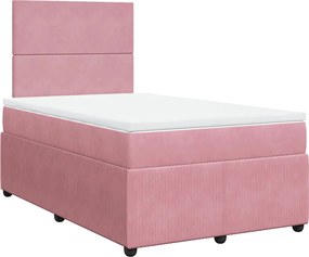 vidaXL Κρεβάτι Boxspring με Στρώμα Ροζ 120x200 εκ. Βελούδινο