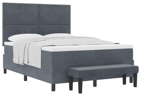 vidaXL Κρεβάτι με Στρώμα & Παγκάκι Σκούρο Γκρι 160x200 εκ. Βελούδο