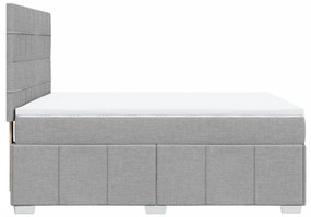 Κρεβάτι Boxspring με Στρώμα Ανοιχτό Γκρι 140x190 εκ. Υφασμάτινο - Γκρι