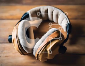 Intra Συλλεκτικό Ξύλινο Παζλ Plywood 4mm - Ζευγάρι ακουστικά σε ξύλινο τραπέζι Σε Ξύλινο Κουτί - Διαστάσεις: 10x10 cm – 25 κομμάτια