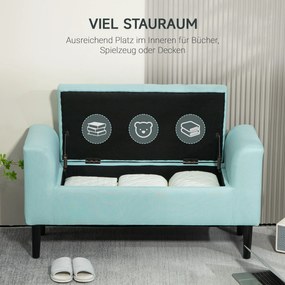 Πάγκος HOMCOM με αποθηκευτικό χώρο, ταπετσαρισμένη τραπεζαρία, αντοχή έως 130 kg, όψη λινό, ξύλο καουτσούκ, 116 x 44 x 58 cm, πράσινο