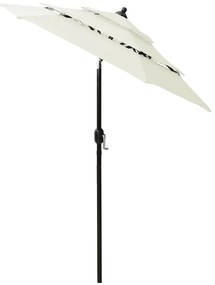 vidaXL Ομπρέλα Κήπου 3 Επιπέδων Λευκό της Άμμου 2 μ. Ιστό Αλουμινίου