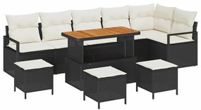 vidaXL Σετ Καναπέ Κήπου 10 pcs Μαύρο, Κρέμα 110 x 55 x 71 εκ