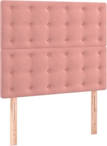 vidaXL Κρεβάτι Boxspring με Στρώμα &amp; LED Ροζ 80 x 200 εκ. Βελούδινο