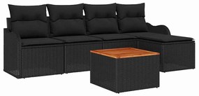 vidaXL Σετ Καναπέ Κήπου 6 pcs Μαύρο