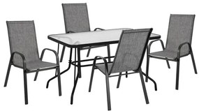 ΣΕΤ 5ΤΜΧ HM10565.01 ΤΡΑΠΕΖΙ ΜΕΤΑΛΛΙΚΟ 120Χ70Χ71Υ &amp; 4 ΠΟΛΥΘΡΟΝΕΣ LEON ΜΕΤΑΛΛΙΚΕΣ ΓΚΡΙ