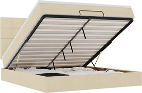 vidaXL Οθωμανικό κρεβάτι με στρώμα Cream 180x200cm ύφασμα