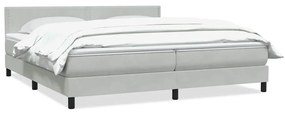 Box Spring κρεβάτι με στρώμα ανοιχτό γκρι 200x220 εκ. Βελούδινο - Γκρι