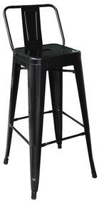RELIX Σκαμπό BAR με Πλάτη, Μέταλλο Βαφή Μαύρο 44x44x76/96cm