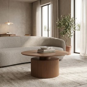 Τραπέζι σαλονιού Opols pakoworld mdf καρυδί Φ90x42εκ