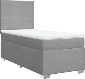 vidaXL Κρεβάτι Boxspring με Στρώμα Ανοιχτό Γκρι 90x190 εκ. Υφασμάτινο