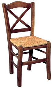 METRO Καρέκλα Οξιά Βαφή Εμποτισμού Καρυδί, Κάθισμα Ψάθα -  43x47x88cm