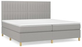 Κρεβάτι Boxspring με Στρώμα Ανοιχτό Γκρι 200x200 εκ. Υφασμάτινο - Γκρι