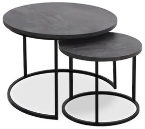 Τραπεζάκι σαλονιού σετ 2 τμχ Gary Megapap Mdf - μεταλλικό χρώμα σκούρο γκρι σκυροδέματος 65x65x44εκ.