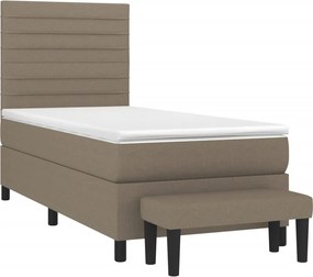 vidaXL Κρεβάτι Boxspring με Στρώμα Taupe 90x190 εκ.Υφασμάτινο