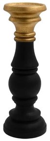 Κηροπήγιο Polyresin FL39324 Fylliana Μαύρο - Χρυσό 10x25 εκ. 10x10x25 εκ.