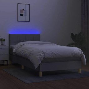 vidaXL Κρεβάτι Boxspring με Στρώμα &amp; LED Αν.Γκρι 100x200 εκ Υφασμάτινο