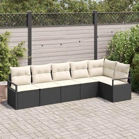 vidaXL Σετ Καναπέ Κήπου 6 pcs Μαύρο, Κρέμα Πολυ rattan, βαμμένο ατσάλι